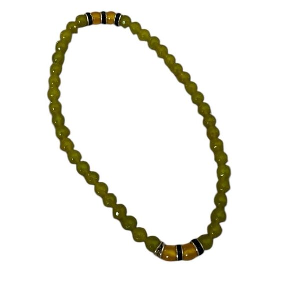 Lime Green Agate Beads with Yellow Agate and  Accent Beads Wrap Elastic - Picture 4 of 5